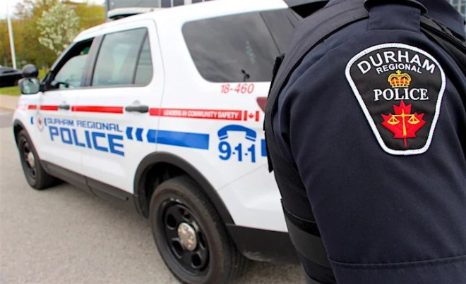 Durham Regional Police Service cruiser and shoulder patch logo stock.