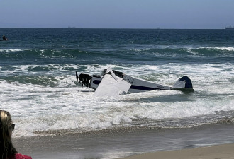 加州小飞机坠入海面 沙滩正好在办救生员大赛...