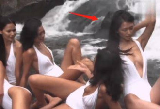 20年前林志玲在瀑布下拍写真，皮肤黝黑
