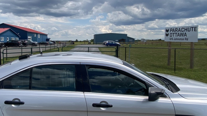 Emergency crews are investigating a skydiving incident at the Arnprior Airport on Wednesday afternoon. (Dylan Dyson/CTV News Ottawa) 