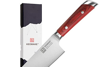 Keemake 8"高碳钢锻造主厨刀 锋利耐用$39.99