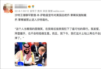 沙特王储宣布制裁拜登禁止其入境？