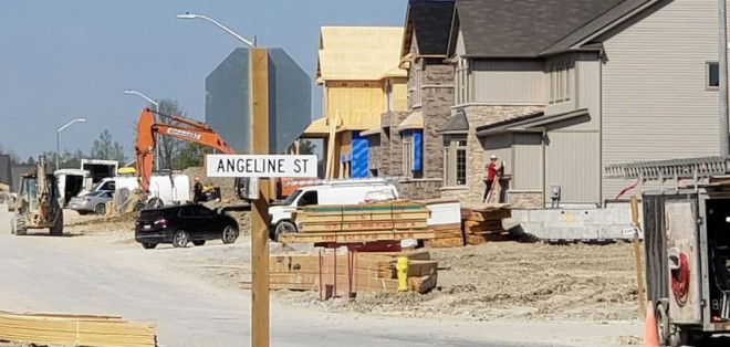 Construction continues at a new subdivision off of Angeline Street in Lindsay.