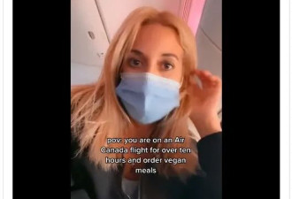 多伦多女乘客吐槽加航&quot;飞机餐&quot;：只收到一瓶水+餐巾纸！