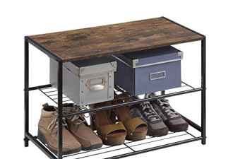 HOMEFORT 3层金属鞋架置物架 棕色$31.99