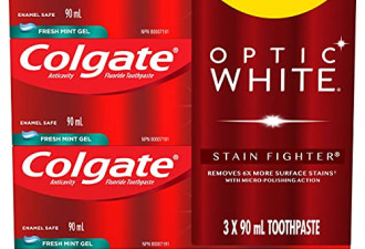 Colgate 密集焕白牙膏3支$6.67!薄荷味