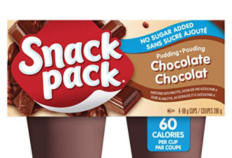 Snack Pack 巧克力布丁4个$1.77无糖分添加
