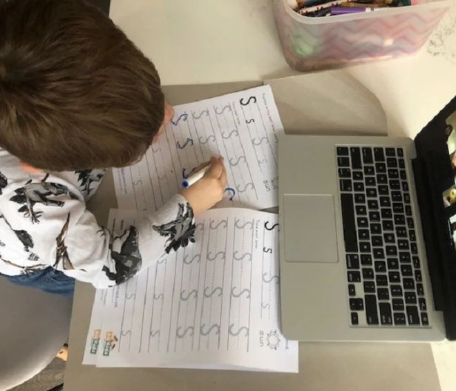 An elementary student doing online learning in Toronto on Jan. 7, 2021.