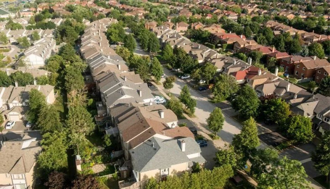 Ontario real estate market aerial view