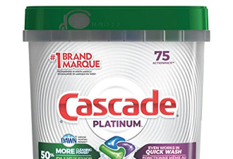 Cascade 洗碗机洗涤剂75颗$21.37强力清洁