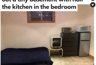 北约克$900/月只能租到迷你地下室！厨房+卧室混搭！