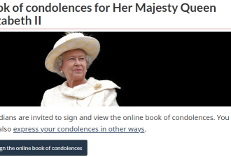 加拿大民众可在网上签名悼念女王