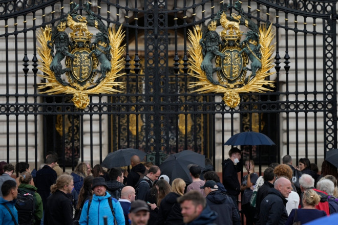 The Union flag flies over Buckingham Palace in central London, Thursday, Sept. 8, 2022. (Kirsty O'Connor/PA via AP)