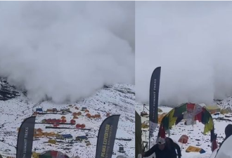 喜马拉雅山灾难级雪崩10秒吞噬30帐篷