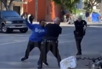 洛杉矶街头男子单挑两名警察 视频全录