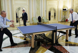 切磋球技！托卡耶夫和埃尔多安打乒乓球