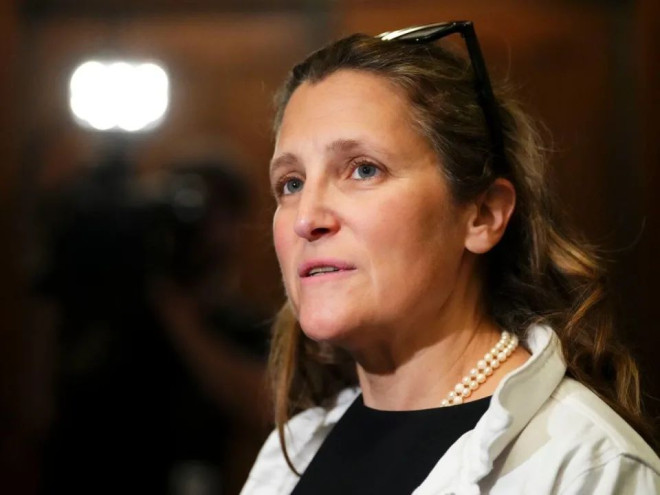 Minister of Finance Chrystia Freeland arrives at a cabinet meeting. In a speech on Wednesday, Freeland warned that Canada's economy will experience 