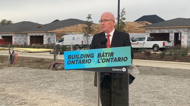 Minister of Municipal Affairs and Housing Steve Clark made the announcement in Windsor, Ont., Thursday, Oct. 20, 2022. (Bob Bellacicco/CTV News Windsor) 