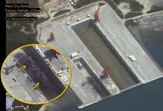 卫星图像：解放军海南三亚船坞失火