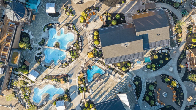 An aerial view of Thermea Spa Village in Whitby, Ont. (Thermëa spa village Whitby/Facebook)