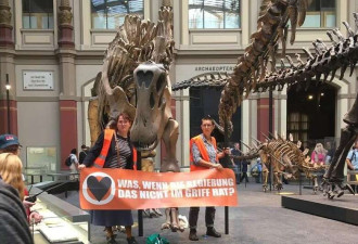 德国环保组织再出手 博物馆里的恐龙骨架遭殃
