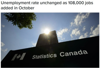 统计局公布：10月新增10.8万工作，平均小时工资为31.97元