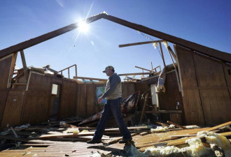 美3州起龙卷风造成2死数十伤 房屋沦废墟