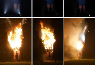 英国小城“篝火之夜” 特拉斯肖像模型真被烧了