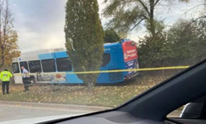 Bus into ditch