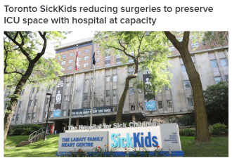 ICU容量超127%！多伦多病童医院限制手术保留床位