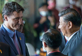 加拿大总理杜鲁多与中国国家主席习近平G20峰会场边面对面交谈