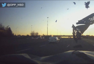 【视频】安省高速公路飞来轮胎击中汽车 司机被控罪