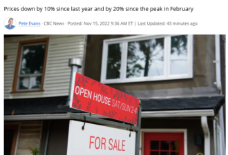加国房价自2月已跌去$17万 买房者后悔