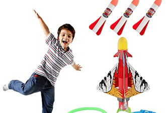 FIBOW LED灯 儿童火箭发射筒玩具 无需电池 脚踩发射