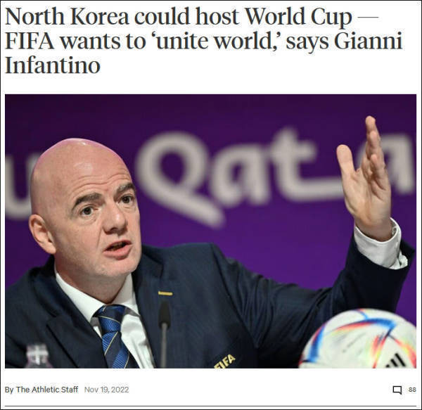 国际足联主席：对朝鲜举办世界杯持开放态度，只有参与才能带来真正的改变_詹尼·因凡蒂诺_主办国_人们