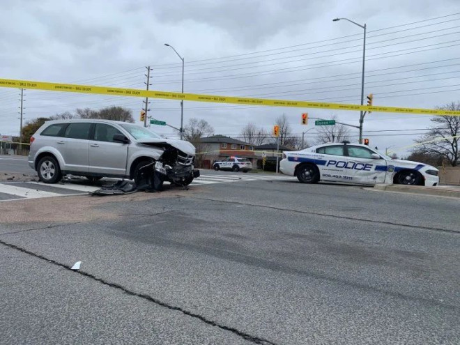 The scene of the crash in Brampton on Monday.