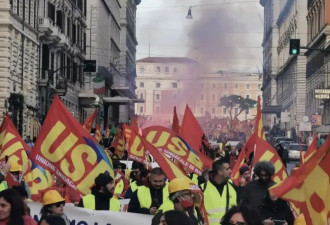 罗马爆发&quot;放下武器提高工资&quot;示威,反对军援乌克兰