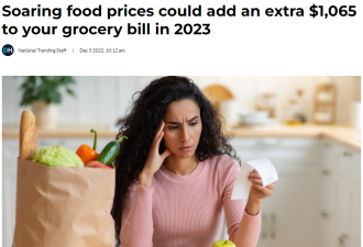 加拿大食品价格疯涨：每家多花1000多！蔬菜贵惨！