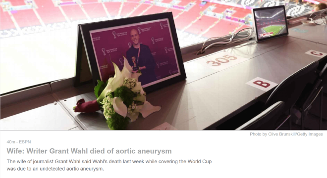 离世美国记者妻子:他死于主动脉瘤破裂与阴谋论无关_Wahl_Grant_死亡