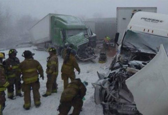 冰天雪地 俄亥俄州46车连环撞 酿3死多人受伤