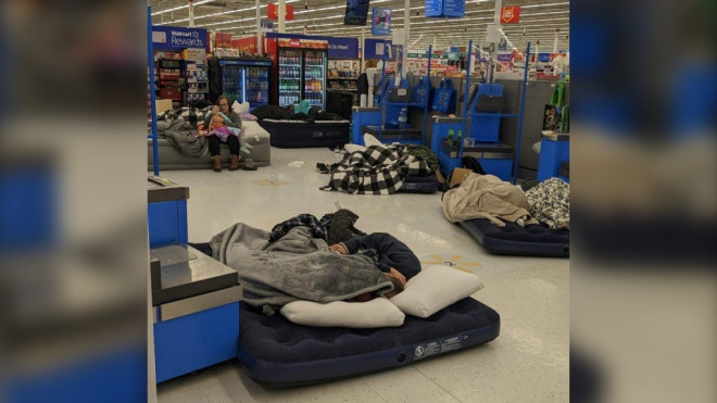 More than 100 travellers sought refuge in a Chatham, Ont. Walmart after a snowstorm paralyzed the region and left people stranded on Dec. 23, 2022. (Source: Randy Morton)