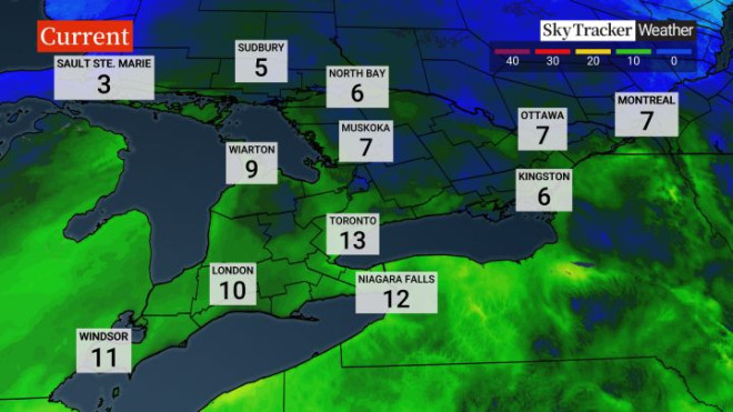 Warmer-than-normal temperatures across southern Ontario on Friday.