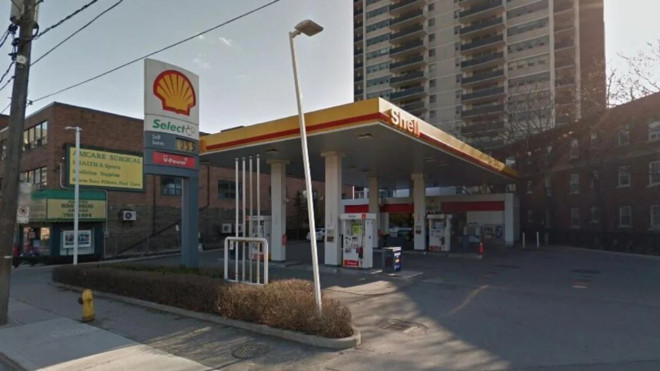 Shell gas station.