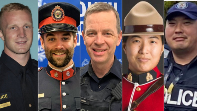 Five police officers have been killed in the line of duty in Canada between September to December 2022.