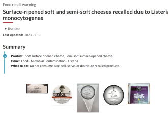 加拿大食检局召回两个品牌的奶酪
