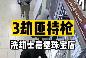 【视频】3名劫匪持枪洗劫士嘉堡珠宝店 现场视频曝光