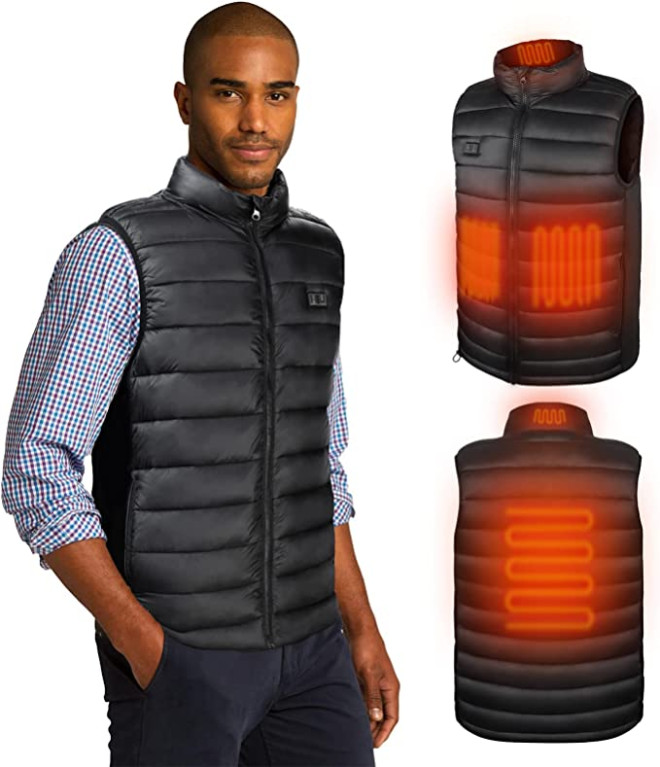 Loowoko Heated Vest for Men, Rechargeable Warming Electric Vests with Battery Pack Included, Mens Puffer Down Vest for Winter
