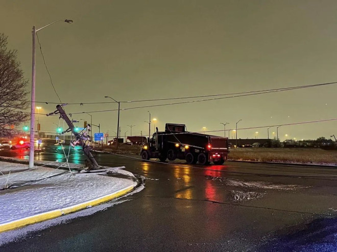 Hundreds of customers woke up without power this morning after a dump truck took out several hydro wires in Brampton Monday.