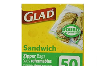 Glad Zipper 三明治便携式保鲜袋 50个装 生活收纳佳品