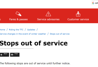 暴雪袭击TTC关闭41个公交车站